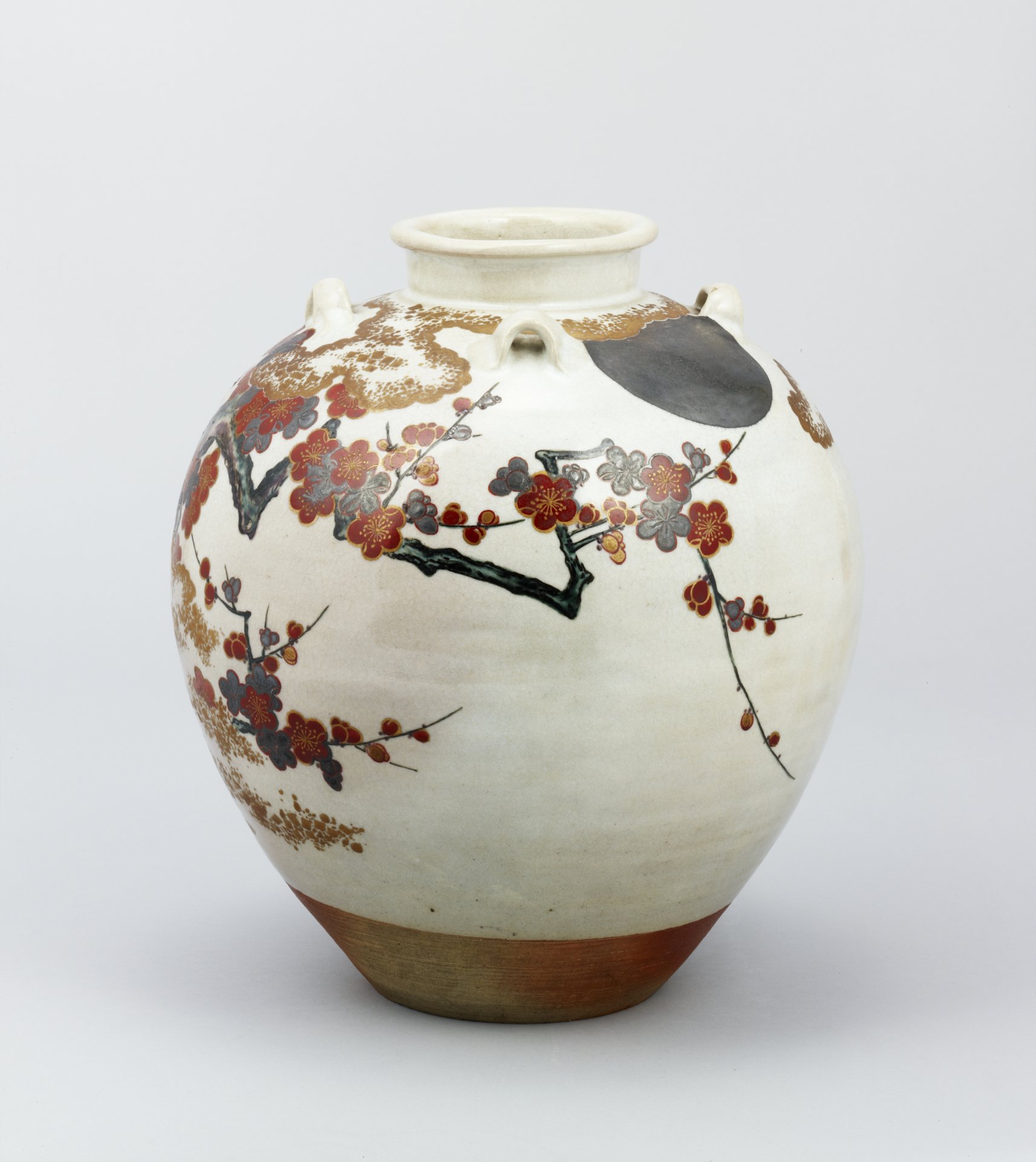 色絵月梅図茶壺
